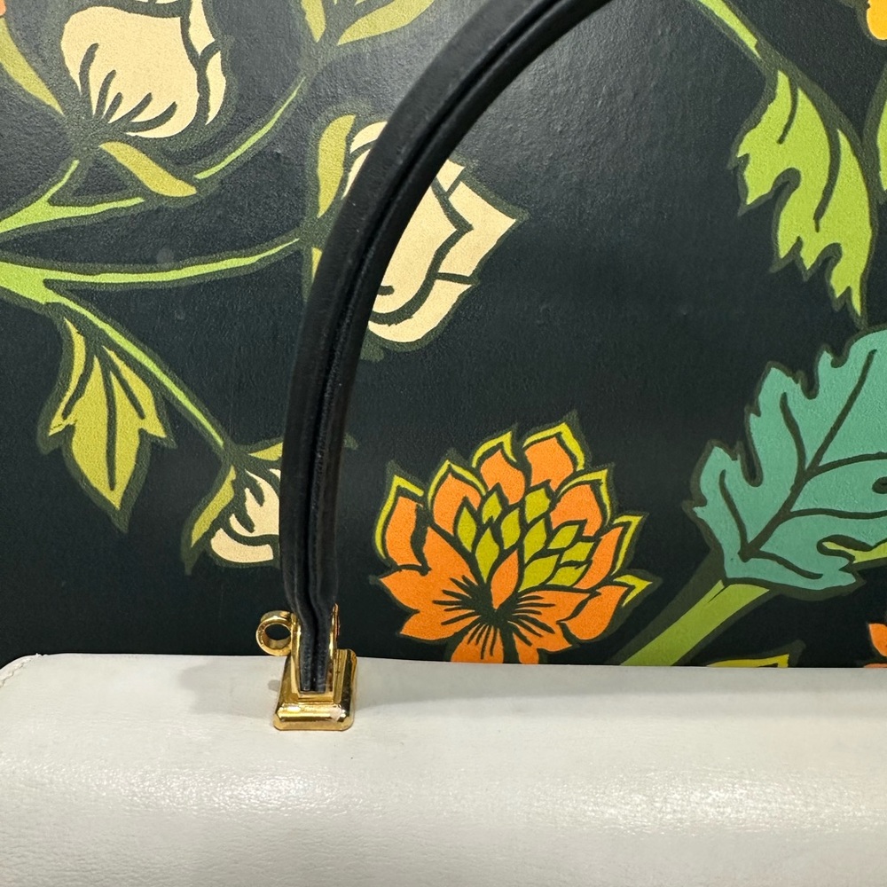 Bally Vintage 1980s Dark Navy & White Leather Top Handle Bag w/ Box, Xbody Strap - Picture 5 of 13
